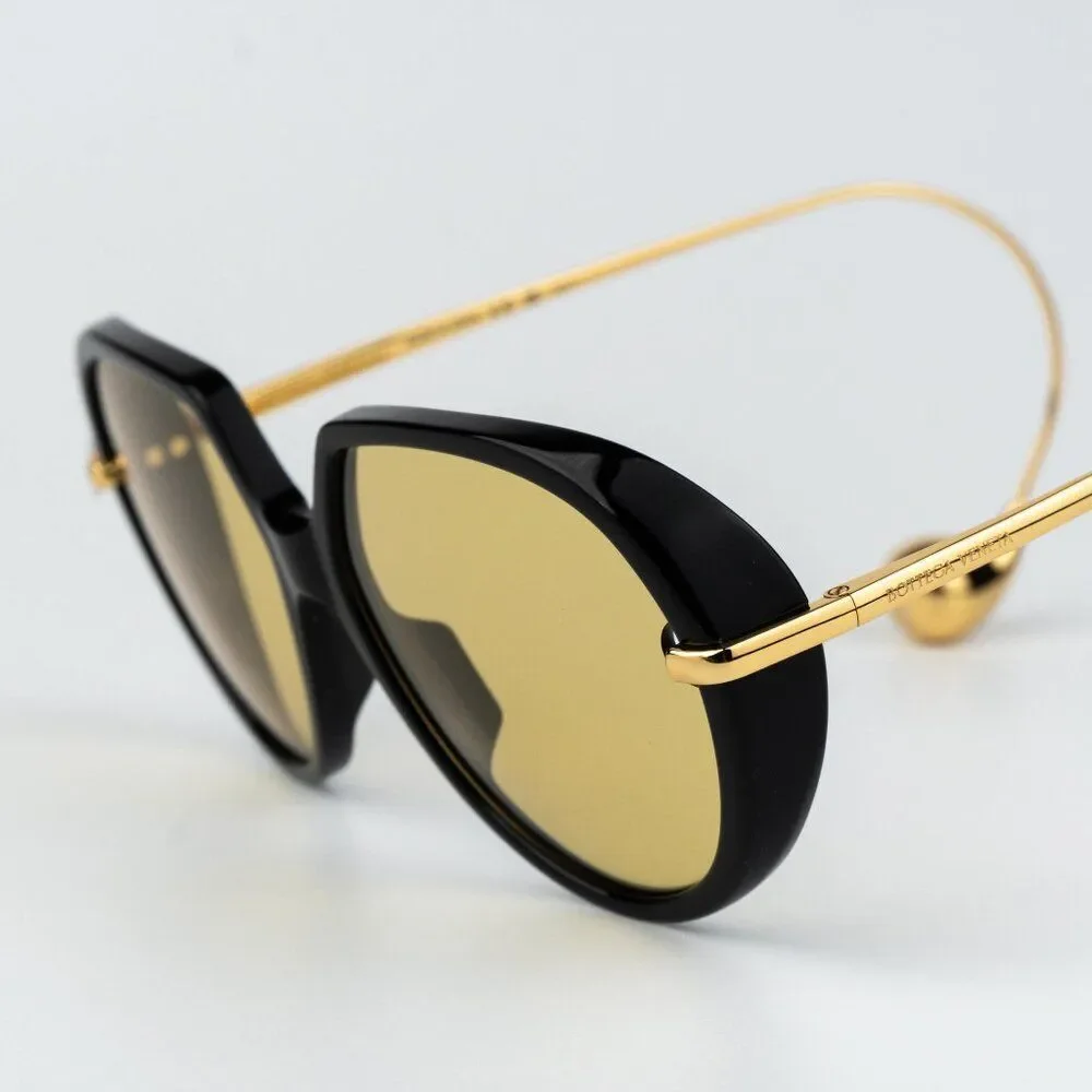 Bottega Veneta Women Sunglasses Black Gold Yellow BV1436S 001 BRAND NEW